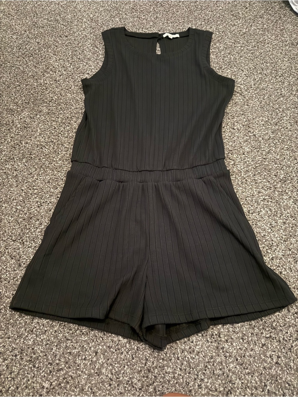 Z Supply Black Ribbed Sleeveless Jumpsuit Romper